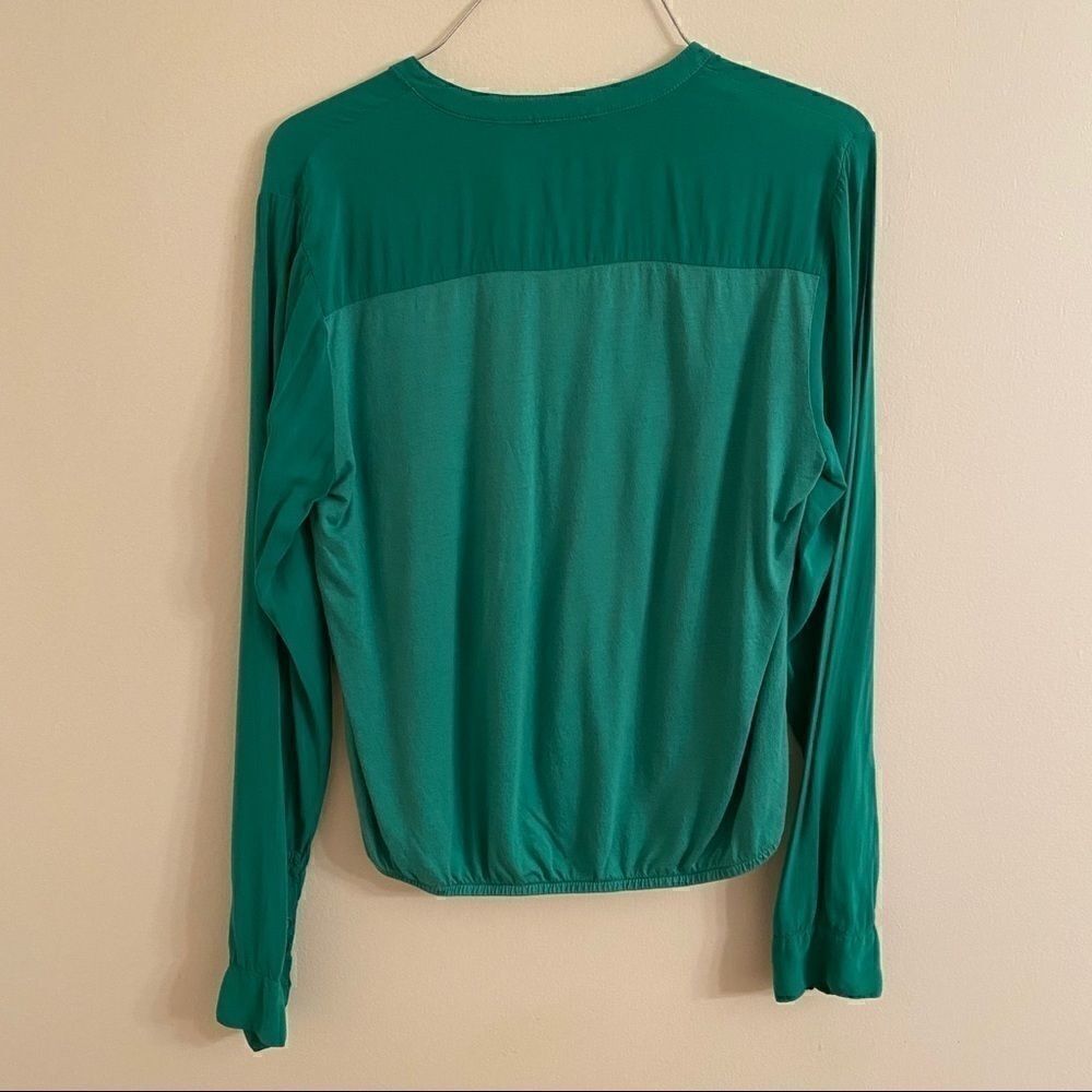 Splendid Kelly Green Tie Front Button Down Top Sm - Picture 2 of 5